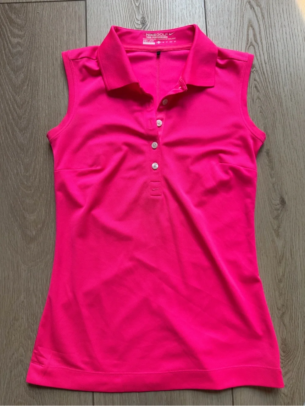 Nike Golf Tour Performance Sleeveless Golf Polo Tank Top in Bright Hot Pink XS